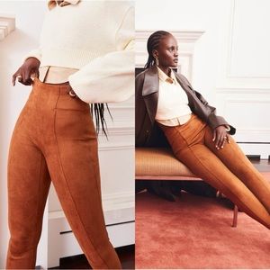 Spanx Faux Suede Leggings in Rich Caramel, Size Small